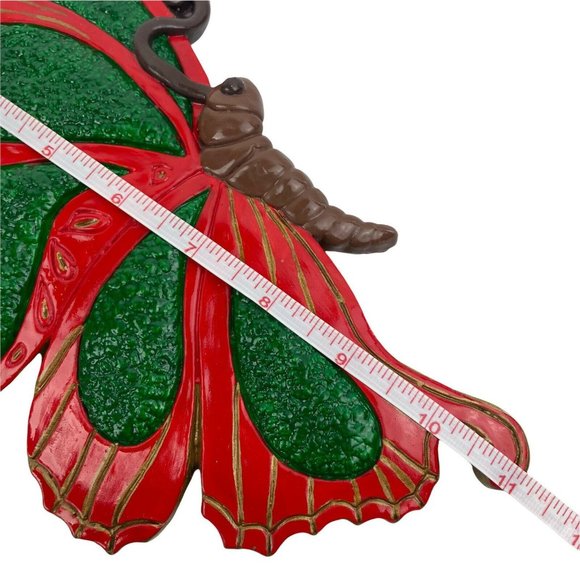 VTG Chalkware Plaster COLORFUL Butterfly Wall Art Accent Red Green Ready To Hang - Picture 8 of 12